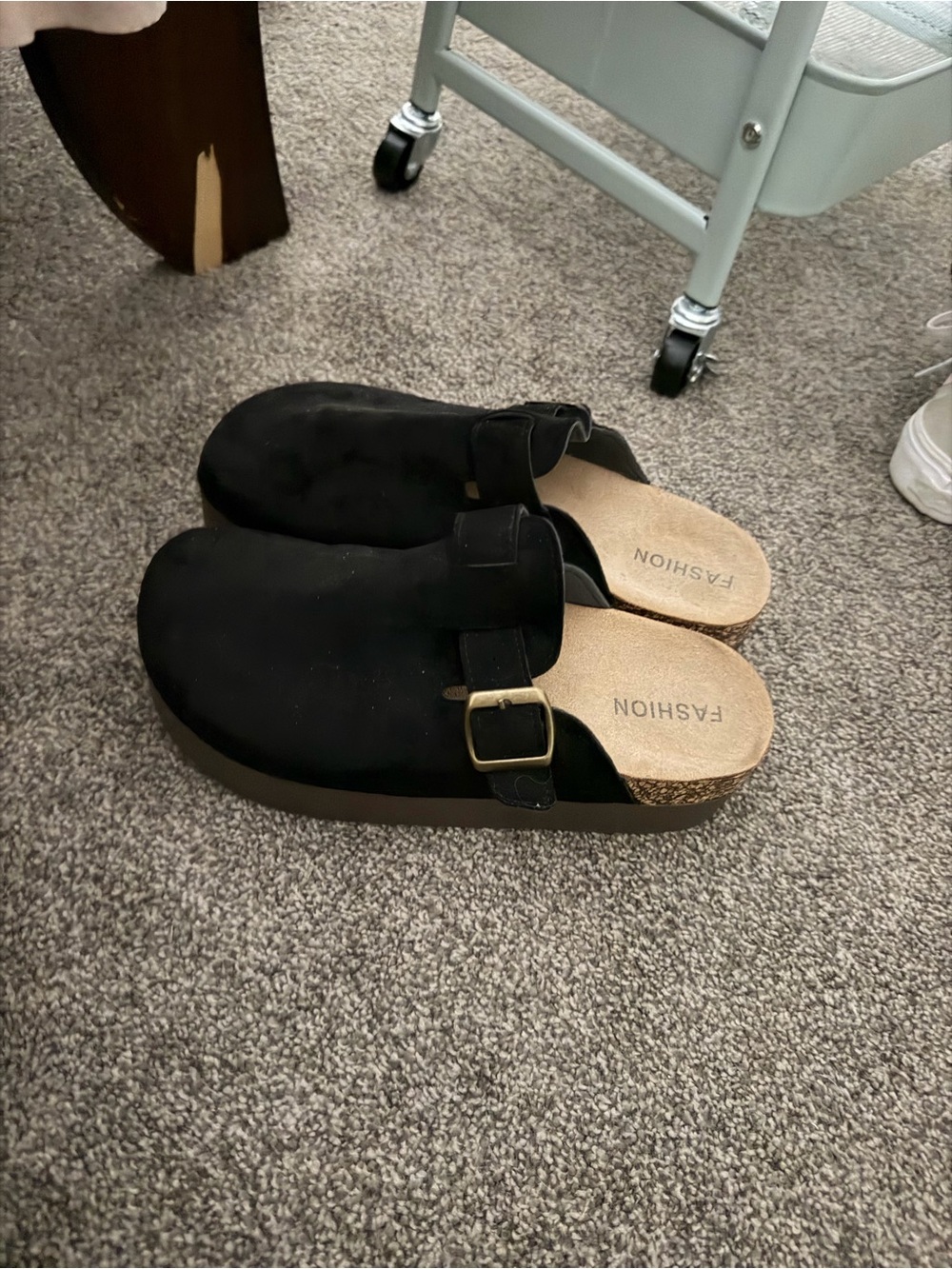 Women’s Black Slip-On Clog with Buckle - Fashion
